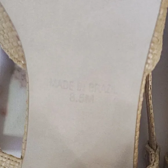 Steve Madden Becka Raffia Slingback Block Heel Pumps Tan Brown Woven Size 8.5M - Picture 8 of 8